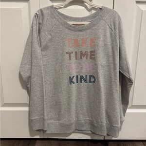 Gray Sweatshirt with Multicolor Text